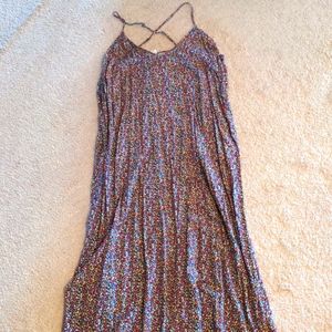 Cross Back Floral Print Maxi Dress XXL